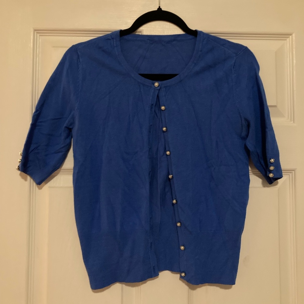 Casual Blue Button Down Cardigan
